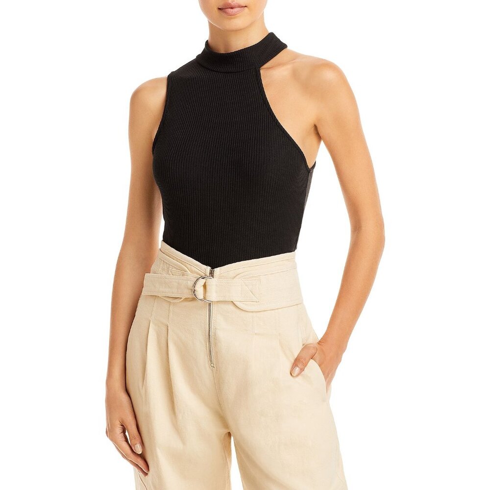 Aqua Women's Cutout Mock Neck Bodysuit Black B4HP